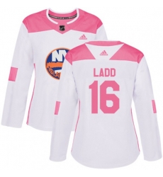 Women New York Islanders #16 Andrew Ladd Authentic White Pink Fashion NHL Jersey