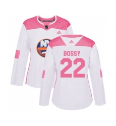Women New York Islanders #22 Mike Bossy Authentic White Pink Fashion NHL Jersey