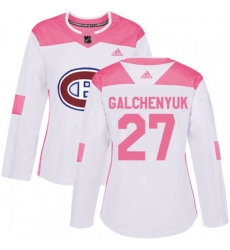 Women Montreal Canadiens #27 Alex Galchenyuk Authentic White Pink Fashion NHL Jersey