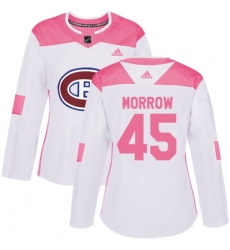Women Montreal Canadiens #45 Joe Morrow Authentic White Pink Fashion NHL Jersey