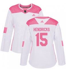 Womens Minnesota Wild #15 Matt Hendricks Authentic White Pink Fashion NHL Jersey