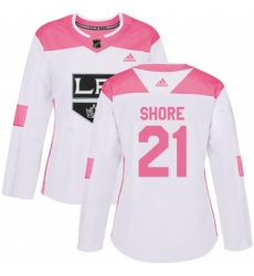 Womens Los Angeles Kings #21 Nick Shore Authentic White Pink Fashion NHL Jersey