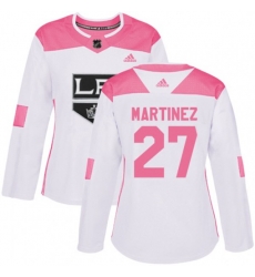 Womens Los Angeles Kings #27 Alec Martinez Authentic White Pink Fashion NHL Jersey