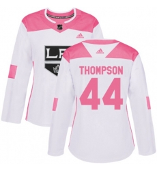 Womens Los Angeles Kings #44 Nate Thompson Authentic White Pink Fashion NHL Jersey