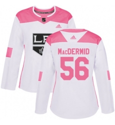 Womens Los Angeles Kings #56 Kurtis MacDermid Authentic White Pink Fashion NHL Jersey