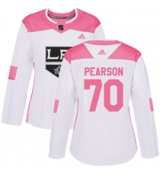 Womens Los Angeles Kings #70 Tanner Pearson Authentic White Pink Fashion NHL Jersey