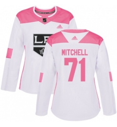 Womens Los Angeles Kings #71 Torrey Mitchell Authentic White Pink Fashion NHL Jersey