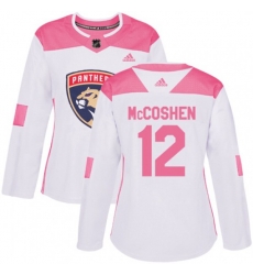Womens Florida Panthers #12 Ian McCoshen Authentic White Pink Fashion NHL Jersey
