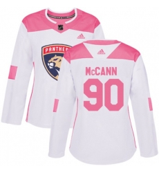 Womens Florida Panthers #90 Jared McCann Authentic White Pink Fashion NHL Jersey