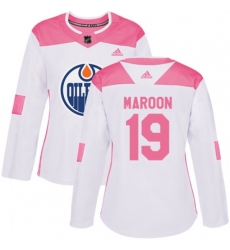 Women Edmonton Oilers #19 Patrick Maroon Authentic White Pink Fashion NHL Jersey