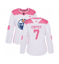 Women Edmonton Oilers #7 Paul Coffey Authentic White Pink Fashion NHL Jersey