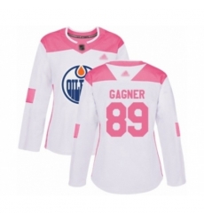 Women Edmonton Oilers #89 Sam Gagner Authentic White Pink Fashion Hockey Jersey