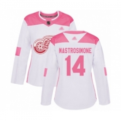 Womens Detroit Red Wings #14 Robert Mastrosimone Authentic White Pink Fashion Hockey Jersey