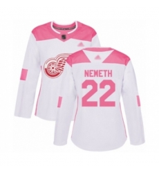 Womens Detroit Red Wings #22 Patrik Nemeth Authentic White Pink Fashion Hockey Jersey