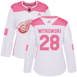 Womens Detroit Red Wings #28 Luke Witkowski Authentic White Pink Fashion NHL Jersey