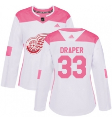 Womens Detroit Red Wings #33 Kris Draper Authentic White Pink Fashion NHL Jersey
