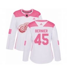 Womens Detroit Red Wings #45 Jonathan Bernier Authentic White Pink Fashion NHL Jersey Womens Detroit Red Wings #45 Jonathan Bernier Authentic White Pink Fashion NHL Jersey