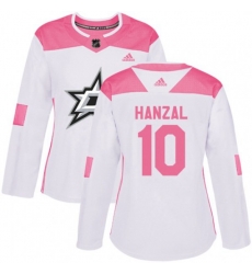 Womens Dallas Stars #10 Martin Hanzal Authentic White Pink Fashion NHL Jersey