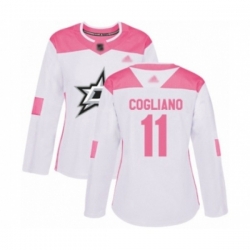 Womens Dallas Stars #11 Andrew Cogliano Authentic White Pink Fashion Hockey Jersey