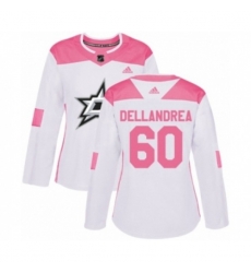 Womens Dallas Stars #60 Ty Dellandrea Authentic White Pink Fashion NHL Jersey