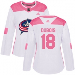 Womens Columbus Blue Jackets #18 Pierre-Luc Dubois Authentic WhitePink Fashion NHL Jersey