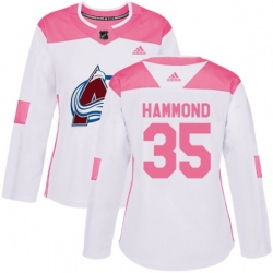 Womens Colorado Avalanche #35 Andrew Hammond Authentic White Pink Fashion NHL Jersey