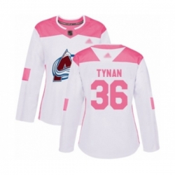 Womens Colorado Avalanche #36 T.J. Tynan Authentic White Pink Fashion Hockey Jersey