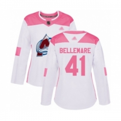 Womens Colorado Avalanche #41 Pierre-Edouard Bellemare Authentic White Pink Fashion Hockey Jersey
