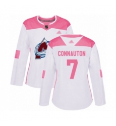Womens Colorado Avalanche #7 Kevin Connauton Authentic White Pink Fashion Hockey Jersey