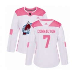 Womens Colorado Avalanche #7 Kevin Connauton Authentic White Pink Fashion Hockey Jersey