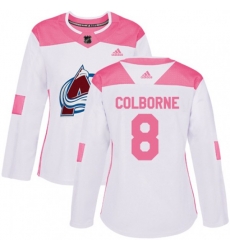 Womens Colorado Avalanche #8 Joe Colborne Authentic White Pink Fashion NHL Jersey