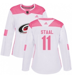 Women Carolina Hurricanes #11 Jordan Staal Authentic White Pink Fashion NHL Jersey