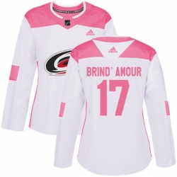 Women Carolina Hurricanes #17 Rod BrindAmour Authentic White Pink Fashion NHL Jersey