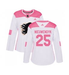 Women Calgary Flames #25 Joe Nieuwendyk Authentic White Pink Fashion Hockey Jersey