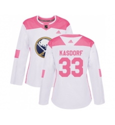 Women Adidas Buffalo Sabres #33 Jason Kasdorf Authentic White Pink Fashion NHL Jersey
