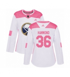 Women Buffalo Sabres #36 Andrew Hammond Authentic White Pink Fashion Hockey Jersey
