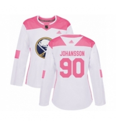 Women Buffalo Sabres #90 Marcus Johansson Authentic White Pink Fashion Hockey Jersey