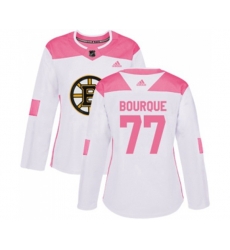Women Boston Bruins #77 Ray Bourque Authentic White Pink Fashion Hockey Jersey