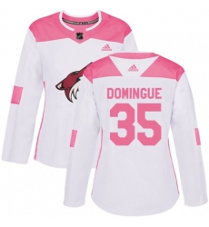 Women Arizona Coyotes #35 Louis Domingue Authentic White Pink Fashion NHL Jersey
