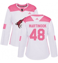 Women Arizona Coyotes #48 Jordan Martinook Authentic White Pink Fashion NHL Jersey