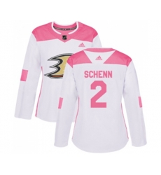 Women Anaheim Ducks #2 Luke Schenn Authentic White Pink Fashion Hockey Jersey