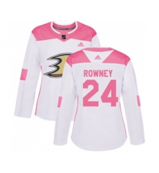Women Anaheim Ducks #24 Carter Rowney Authentic White Pink Fashion Hockey Jersey