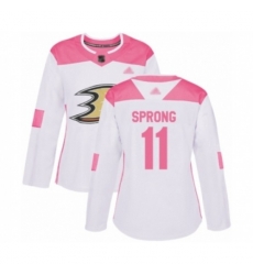 Womens Anaheim Ducks #11 Daniel Sprong Authentic White Pink Fashion Hockey Jersey