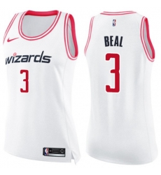 Womens Washington Wizards #3 Bradley Beal Swingman White Pink Fashion NBA Jersey
