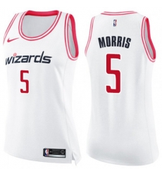 Womens Washington Wizards #5 Markieff Morris Swingman White Pink Fashion NBA Jersey