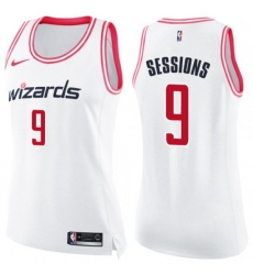 Womens Washington Wizards #9 Ramon Sessions Swingman White Pink Fashion NBA Jersey