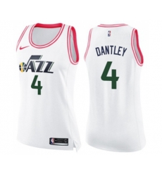 Womens Utah Jazz #4 Adrian Dantley Swingman White Pink Fashion Basketball Jersey