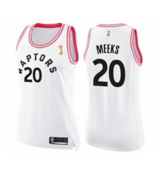 Womens Toronto Raptors #20 Jodie Meeks Swingman White Pink Fashion 2019 Basketball Finals Champions Jersey