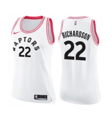 Womens Toronto Raptors #22 Malachi Richardson Swingman White Pink Fashion Basketball Jersey