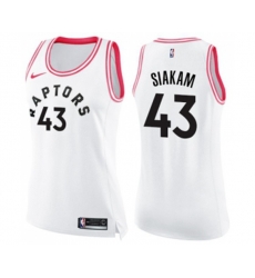 Womens Toronto Raptors #43 Pascal Siakam Swingman White Pink Fashion Basketball Jersey